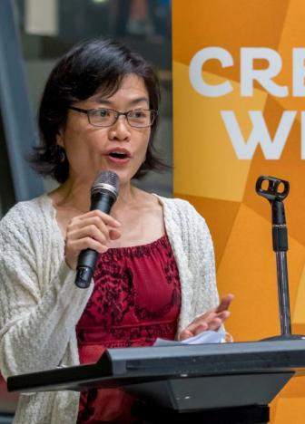 Vicky Chong reading at Shophouse, the MA Creative Writing graduate reading in 2018.