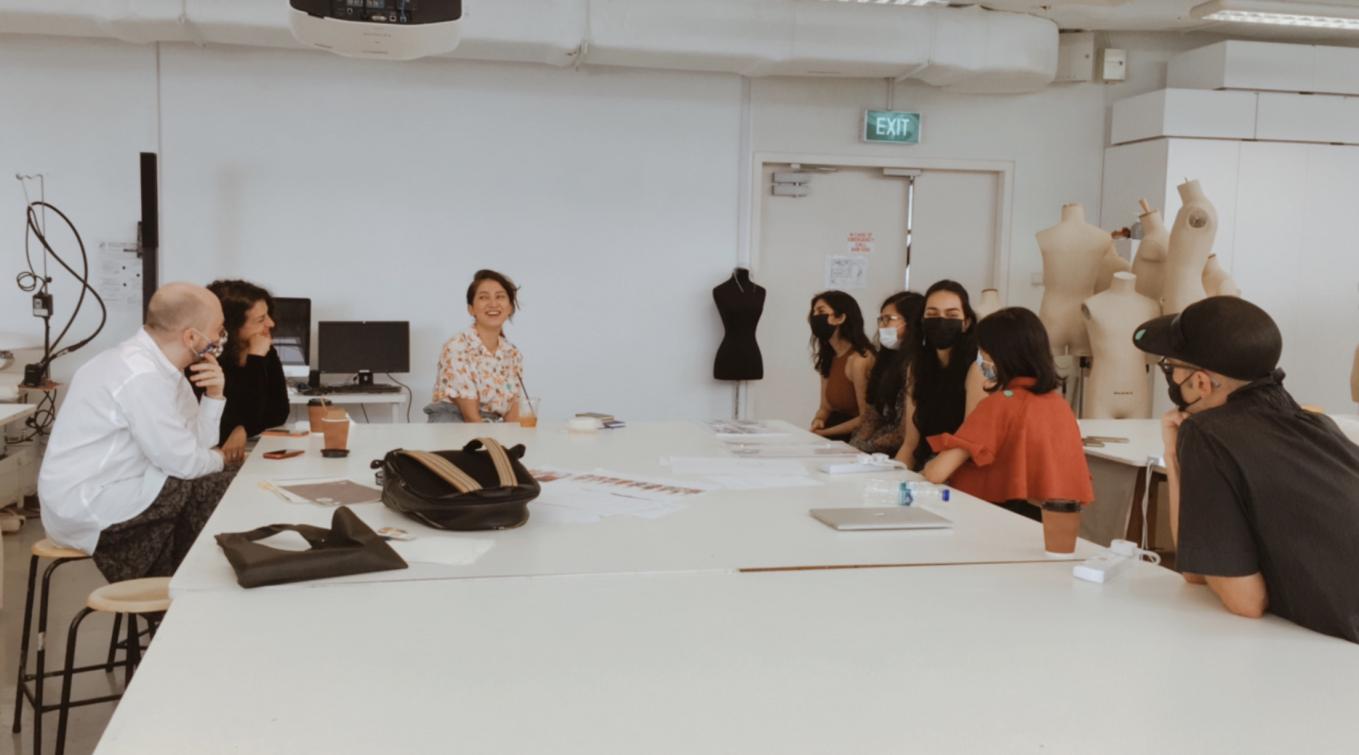 Priscilla Shunmugam with LASALLE School of Fashion students