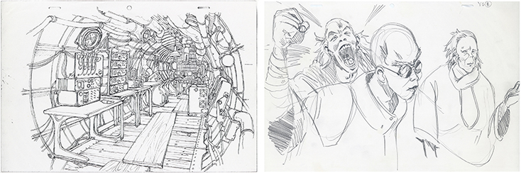 sketches by Gainax for Royal Space Force: The Wings of Honnêamise (1987)