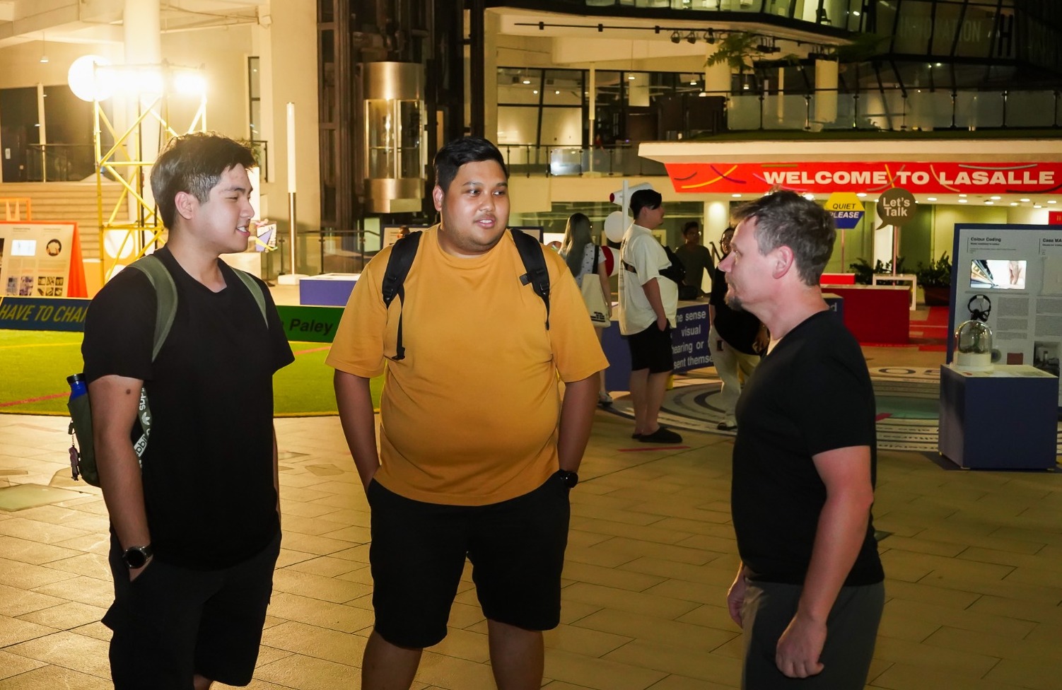 LASALLE Diploma in Audio Production alumni Daryl Michael and Ernst Chua with lecturer Dirk Stromberg.