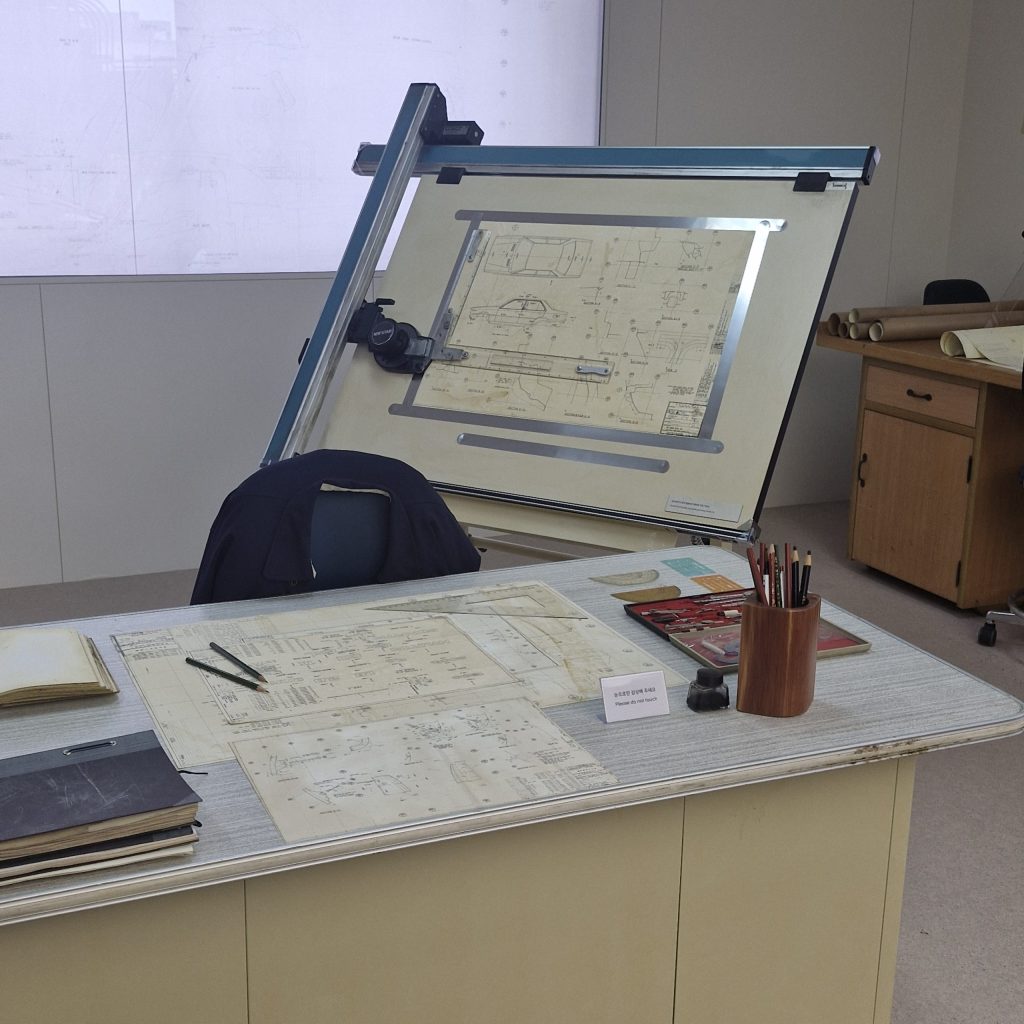 Blueprints displayed at the Hyundai Motorstudio in Goyang.