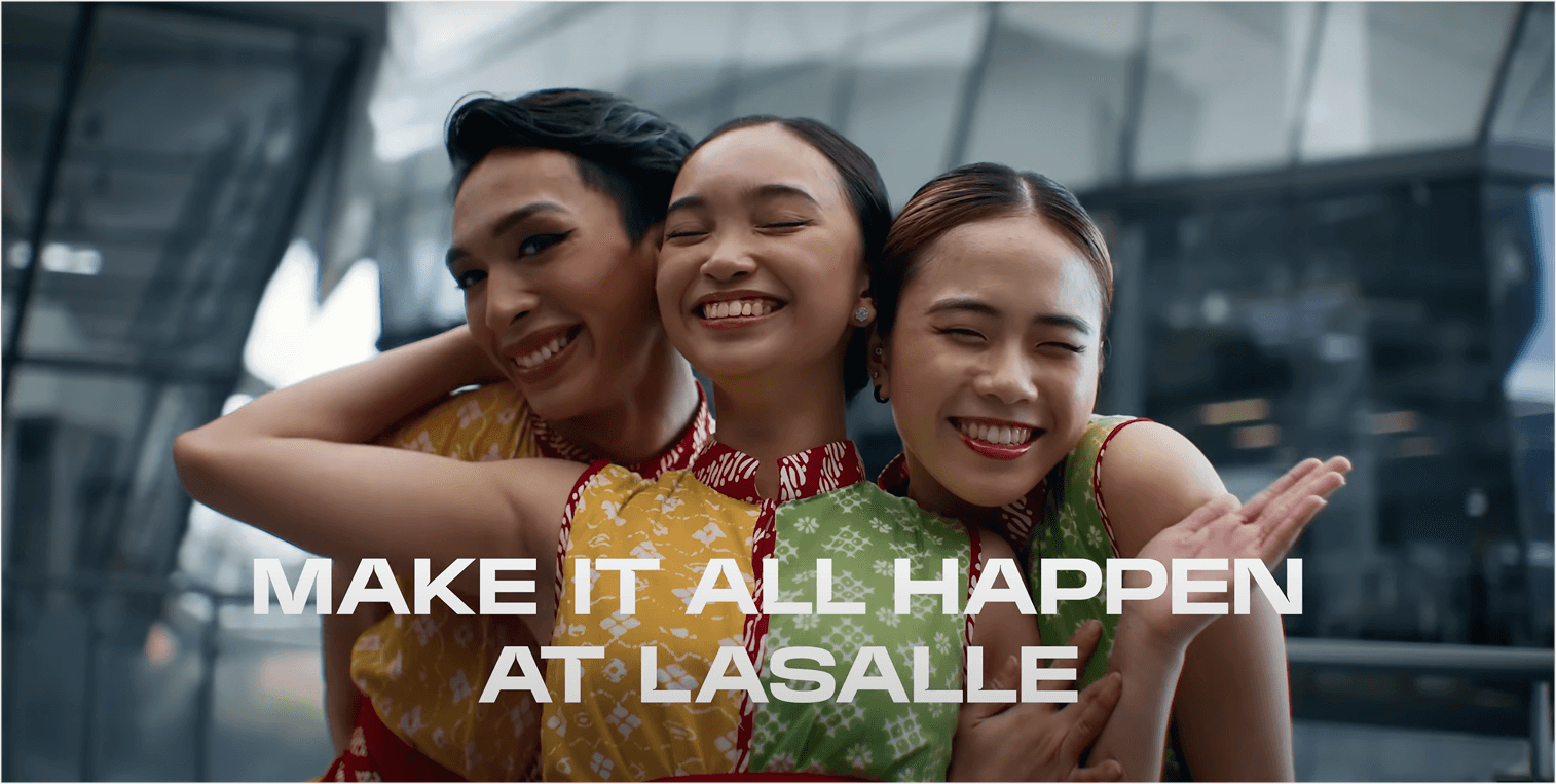 Montage of LASALLE students performing, creating and showcasing artworks across design, fine arts, film and performance disciplines.