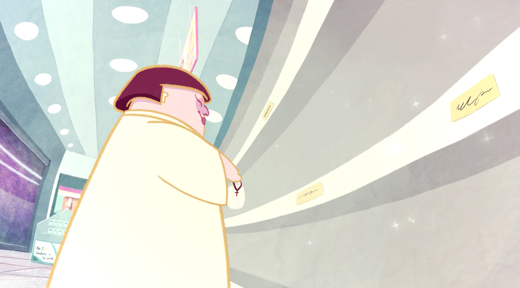 Karen (yes, Karen) sprays holy water in the condom aisle of WantSome.