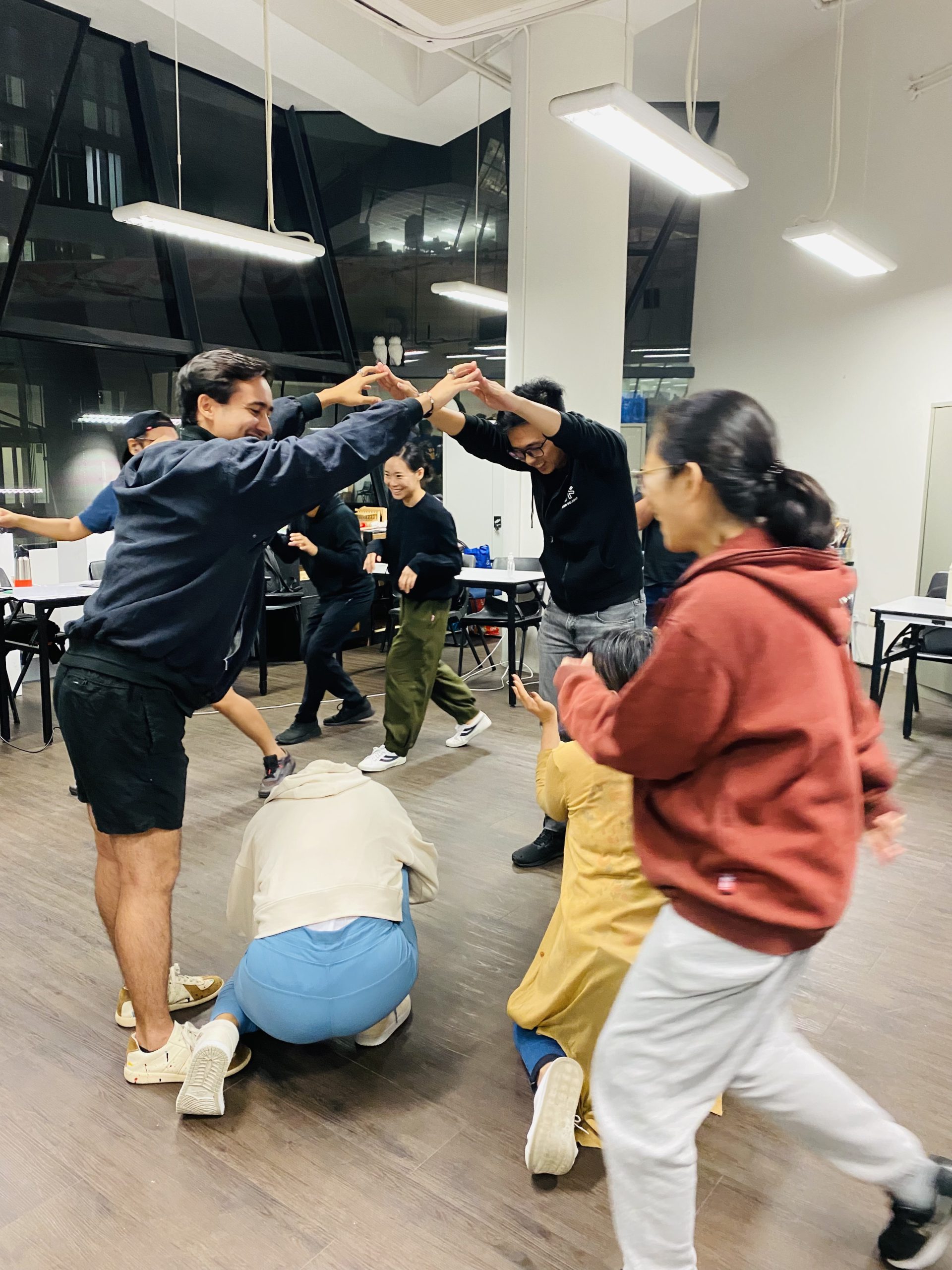 MA Arts Pedagogy and Practice students improvising in the classroom.