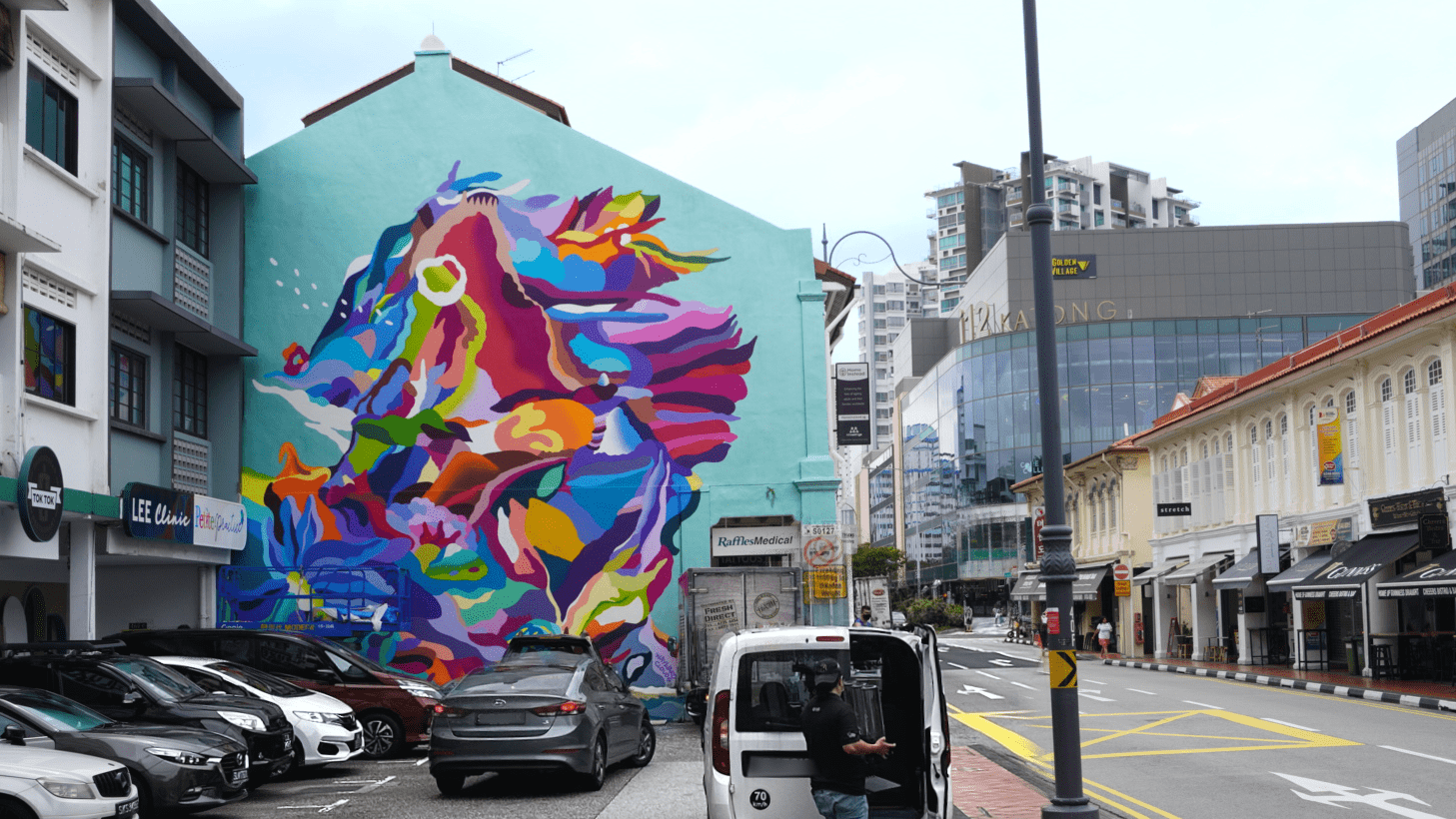 Wall mural Anatomical Reverberation; Recollections of you from a distance by soph O on Joo Chiat Road.
