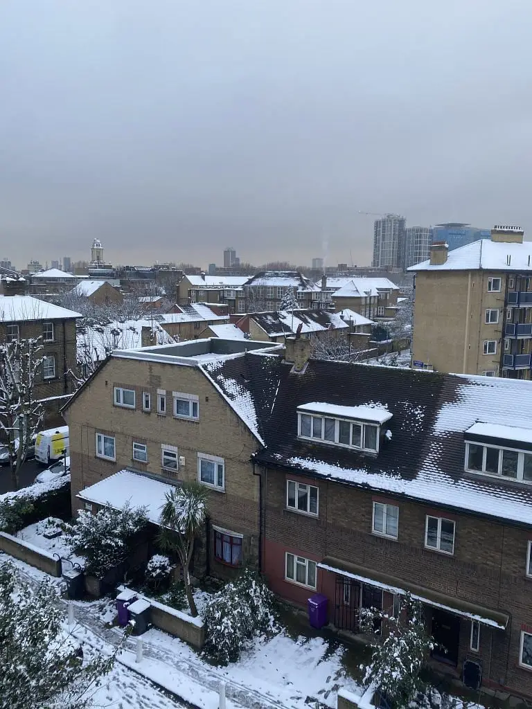 The view from my apartment balcony after snowing.