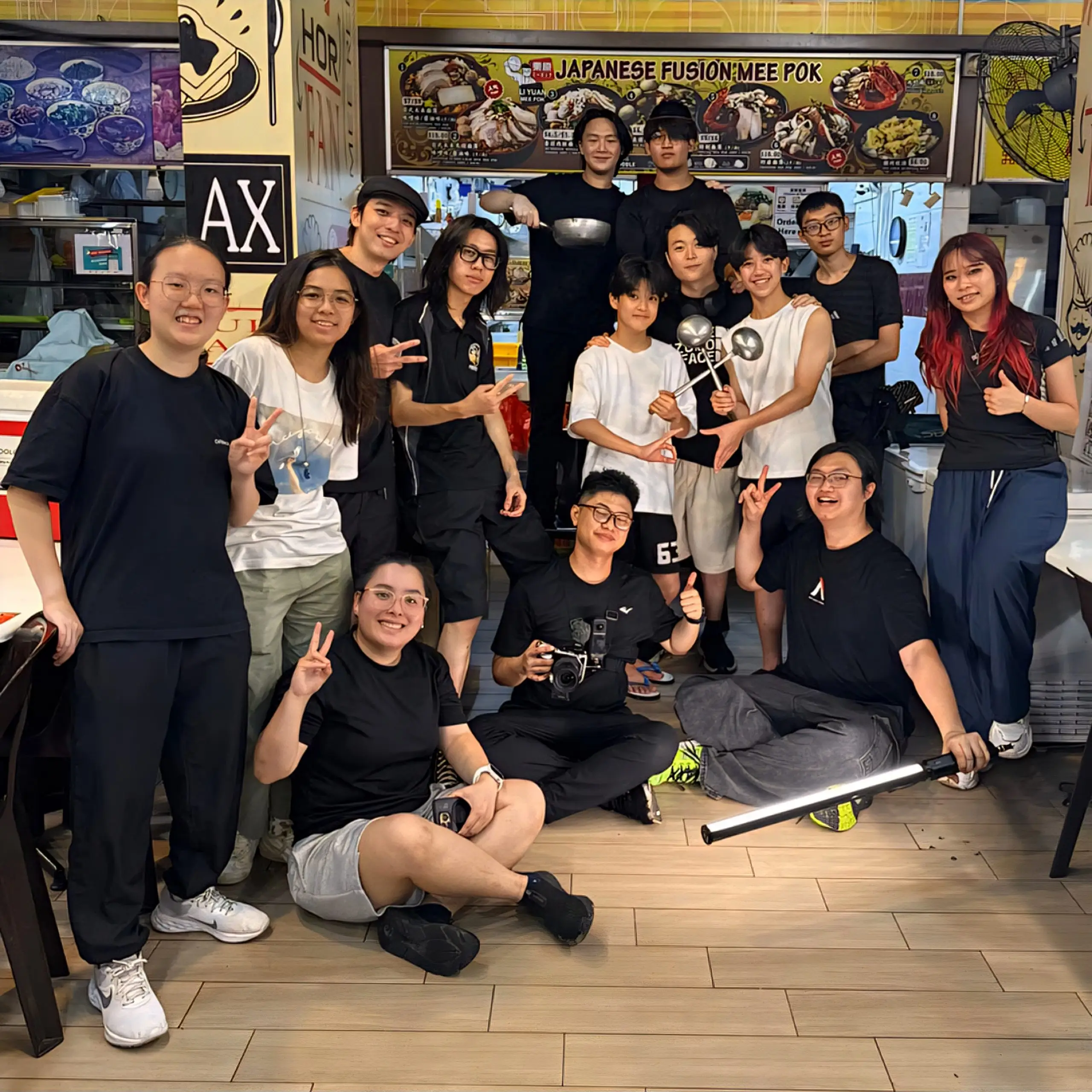 Ngiam (back row, left) with the cast and crew of Mother’s Recipe.